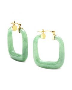 Dyed Jade (32mm) Square Medium Hoop Earrings in 14k Gold-Plated Sterling Silver, 1.25"