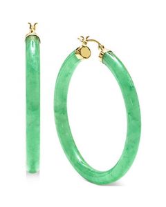 Dyed Jade (45mm) Medium Hoop Earrings in 14k Gold-Plated Sterling Silver, 1.77"