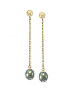 EFFY® Gray Cultured Freshwater Pearl (7mm) Drop Earrings in 14k Gold (Also in Peach Cultured Freshwater Pearl)