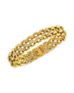 Men's Diamond Link Bracelet (1/4 ct. t.w.) in Yellow Ion-Plated Stainless Steel