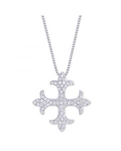 Diamond 1/3 ct. t.w. Maltese Cross Pendant Necklace in Sterling Silver