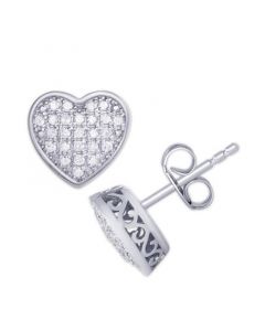 Diamond 1/4 ct. t.w. Pave Heart Stud Earrings in Sterling Silver