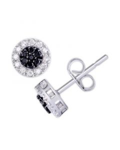 Black and White Diamond 1/3 ct. t.w. Round Stud Earrings in Sterling Silver