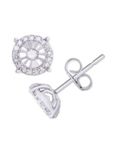 Diamond 1/4 ct. t.w. Round Miracle Plate Stud Earrings in Sterling Silver