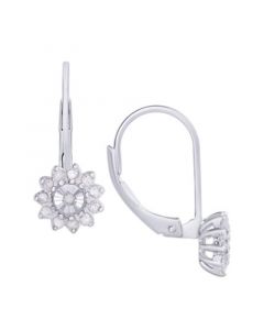 Diamond 1/4 ct. t.w. Flower Miracle Plate Leverback Earrings in Sterling Silver