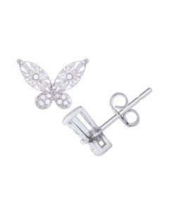 Diamond 1/10 ct. t.w. Butterfly Miracle Plate Stud Earrings in Sterling Silver