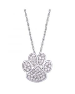 Diamond 1/4 ct. t.w. Paw Print Pendant Necklace in Sterling Silver