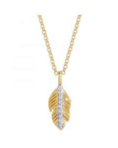 Diamond 1/10 ct. t.w. Leaf Pendant Necklace in 14K Yellow Gold over Sterling Silver