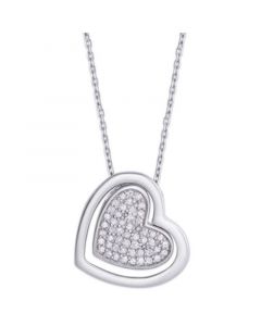 Diamond 1/4 ct. t.w. Heart Pendant Necklace in Sterling Silver