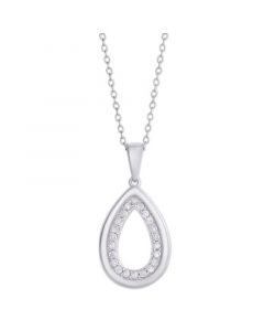 Diamond 1/3 ct. t.w. Teardrop Outline Pendant Necklace in Sterling Silver