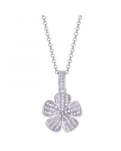 Diamond 1/4 ct. t.w. Flower Pendant Necklace in Sterling Silver