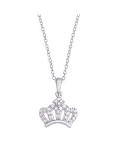 Diamond 1/5 ct t.w. Tiara Crown Pendant Necklace in Sterling Silver