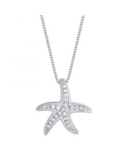 Diamond 1/6 ct. t.w. Starfish Pendant Necklace in Sterling Silver