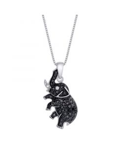 Black and White Diamond 1/10 ct. t.w. Elephant Pendant Necklace in Sterling Silver