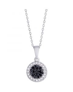 Black and White Diamond 1/4 ct. t.w. Round Pendant Necklace in Sterling Silver