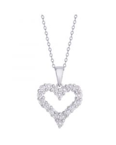 Diamond 1/10 ct. t.w. Heart Miracle Plate Pendant Necklace in Sterling Silver