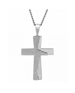 Men's The Lord's Prayer Distressed Tablet Cross Pendant Necklace