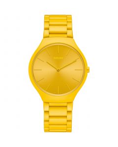 Unisex Swiss True Thinline Les Couleurs Le Corbusier Yellow High-Tech Ceramic Bracelet Watch 39mm