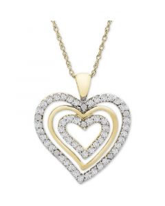 Diamond Multi-Heart 18" Pendant Necklace (1/2 ct. t.w.) in 10k Gold