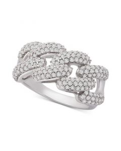 Diamond Link Detail Statement Ring (1 ct. t.w.) in Sterling Silver, Created for Macy's