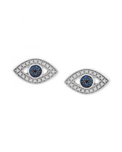 Diamond Evil Eye Stud Earrings (1/8 ct. t.w.) in 14k White Gold, Created for Macy's