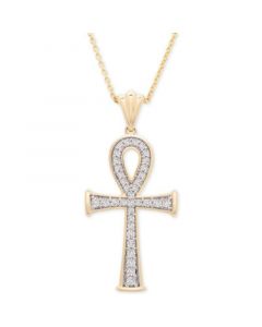 Diamond Ankh Cross 20" Pendant Necklace (1/4 ct. t.w.) in 14k Gold, Created for Macy's