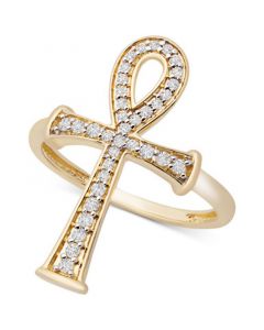 Diamond Ankh Ring (1/4 ct. t.w.) in 14k Gold, Created for Macy's