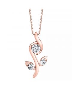 1/0 ct. t.w.Diamond Rose Pendant in 14k White, Yellow or Rose Gold