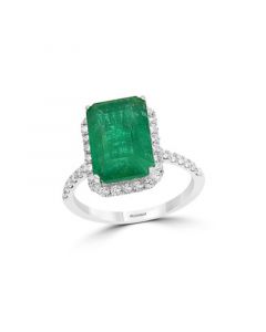 EFFY® Emerald (4 7/8 ct. t.w.) and Diamond (1/2 ct. t.w.) Ring in 14k White Gold