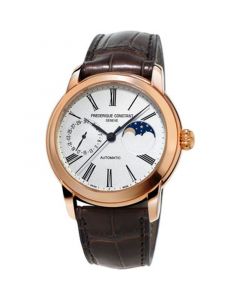 Men's Swiss Automatic Classic Moonphase Manufacture Brown Leather Strap Watch 42mm