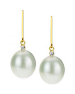 Cultured Baroque Freshwater Pearl (12mm) & Diamond (1/20 ct. t.w.) Drop Earrings in 14k Gold