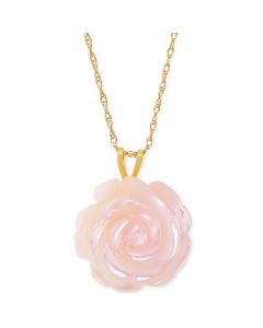 Mother-of-Pearl Rose 18" Pendant Necklace in 10k Gold