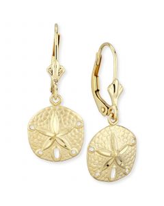 Sand Dollar Drop Earrings in 14k Gold