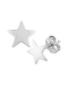 Flat Star Stud Earrings Set in 14k White Or Yellow Gold