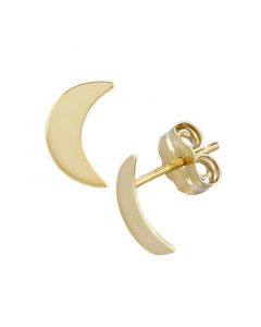 Flat Cresent Moon Stud Earrings in 14k Gold