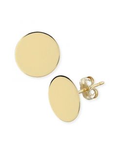 Flat Disc Stud Earrings in 14k Gold (13mm)