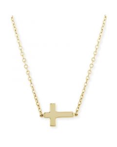 Sideways Cross Necklace Set in 14k Gold