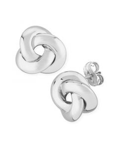 Knife Edge Knot Stud Earrings Set in 14k White Gold