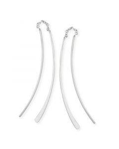 Curved Wire Threader Earrings Set in 14k White Gold