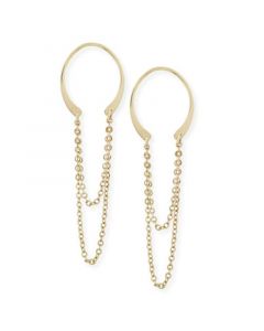 Horseshoe Chain Drop Earrings Set in 14k Gold