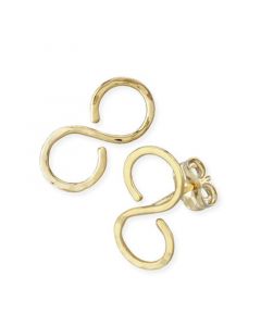 Hammered Infinity Stud Earrings Set in 14k Gold