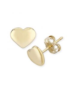 Flat Heart Stud Earrings Set in 14k Gold (8mm)