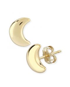 Cresent Moon Stud Earrings Set in 14k Gold (8mm)