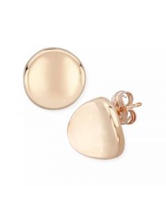 Dapped Disc Stud Earrings Set in 14k White or Rose Gold (10mm)