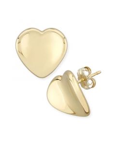 Dapped Heart Stud Earrings Set in 14k Gold