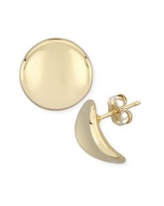 Dapped Disc Stud Earrings Set in 14k Gold (14mm)