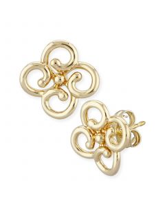 Twist Clover Stud Earrings Set in 14k Yellow Gold