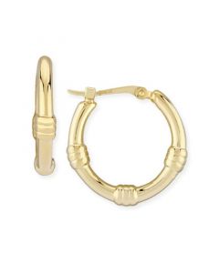 Bamboo Hoop Earrings Set in 14k Gold