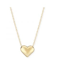 Puffed Heart Necklace Set in 14k Yellow Gold