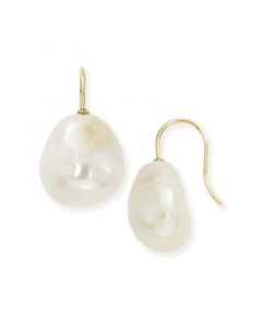 Cultured Baroque Pearl (12 mm) Drop Earrings Set in 14k Gold